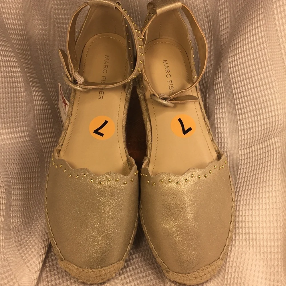 NWT Marc Fisher leather espadrilles ankle strap